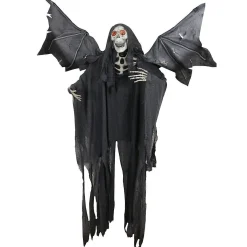 Northlight 66" Pre-Lit Black And Red Sonic Skeletal Reaper With Wings Halloween Decor