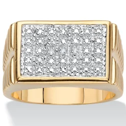 Palmbeach Jewelry Men's Yellow Gold-Plated Genuine Diamond Accent Watchband Style Ring Sizes 8-16