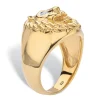 Palmbeach Jewelry Men's Yellow Gold-Plated Sterling Silver Genuine Diamond Accent Lion's Head Ring Sizes 8-16