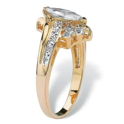 Palmbeach Jewelry Yellow Gold-Plated Marquise Cut Cubic Zirconia Bypass Engagement Ring Sizes 5-12