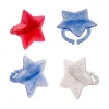 Patriotic Star-Shaped Glitter Rings - 24 Pc.