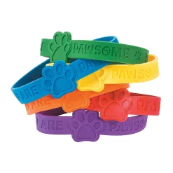 Paw Print Rubber Bracelets - 24 Pc.