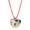 Silvertone Jingle Bells With Cross Cutout Necklaces - 12 Pc.