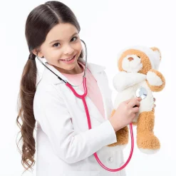 Skeleteen Pink Doctor's Stethoscope Toy - Doctor Or Nurse Pretend Play Costume Accessories And Prop Toys For Kids - 1 Piece
