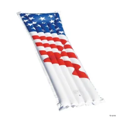 Swim Central 72-Inch Inflatable White And Red American Flag Swimming Pool Air Mattress