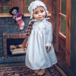 The Queen's Treasures 18 Inch Girl Doll Clothes, Little House On The Prairie American Sleepwear Outfit. Full Length Nightgown And Nightcap