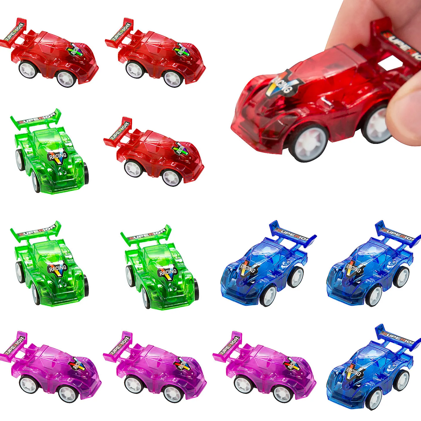 Translucent Pull-Back Race Cars - 12 Pc.