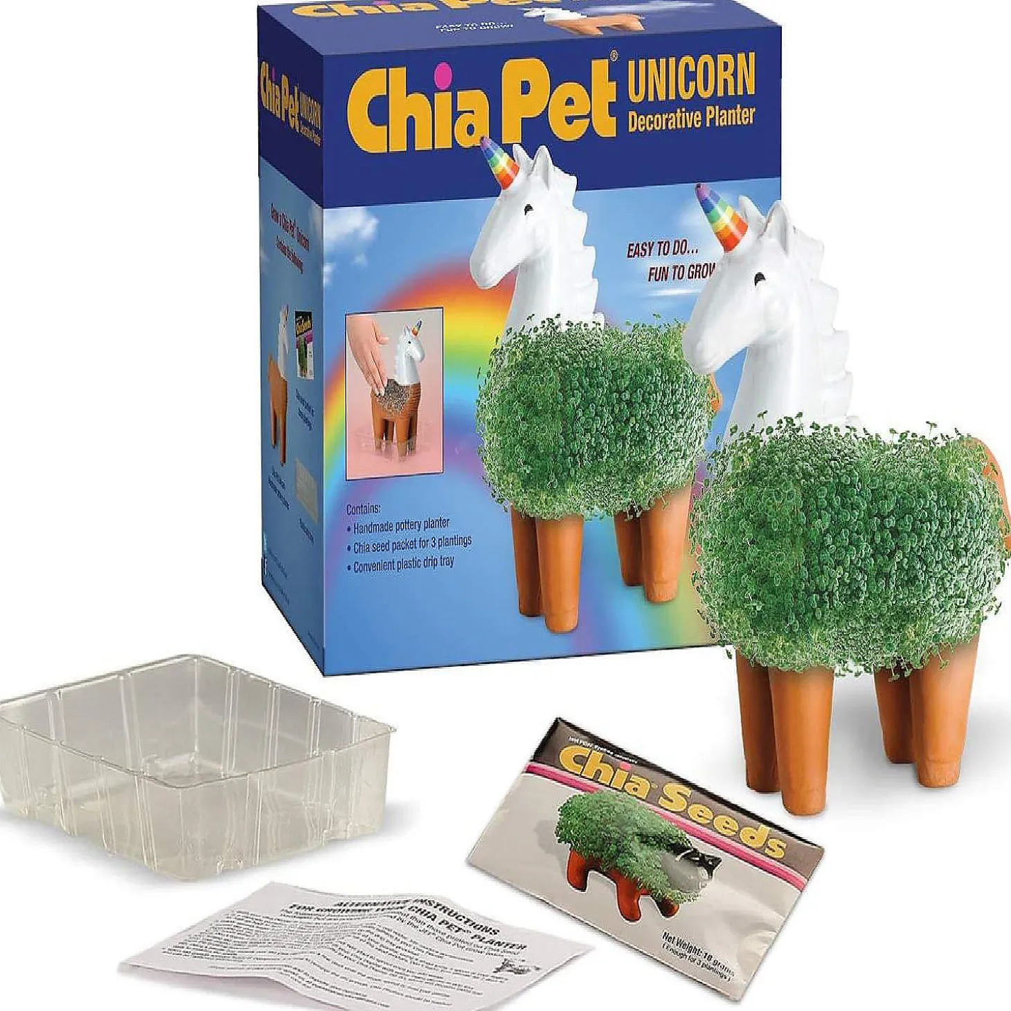 Unicorn With Rainbow Horn Chia Pet Decorative Planter