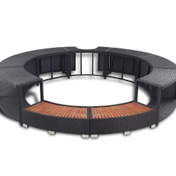 Vidaxl Black Poly Rattan Spa Surround