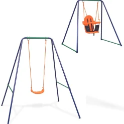 Vidaxl 2-In-1 Single Swing And Toddler Swing Orange