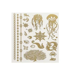 Wrapables® Celebrity Inspired Temporary Tattoos In Metallic Gold Silver And Black (6 Sheets), Large, Marine Animals