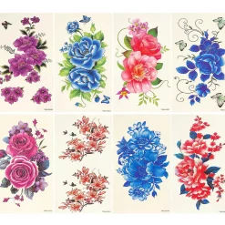 Wrapables® Floral Temporary Tattoos Body Art Water Tattoos (8 Sheets), Roses & Peonies