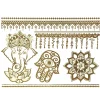 Wrapables Large Metallic Gold Silver And Black Body Art Temporary Tattoos, Indian Motif