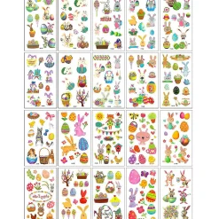 Wrapables Waterproof Temporary Tattoos For Children, 20 Sheets, Easter